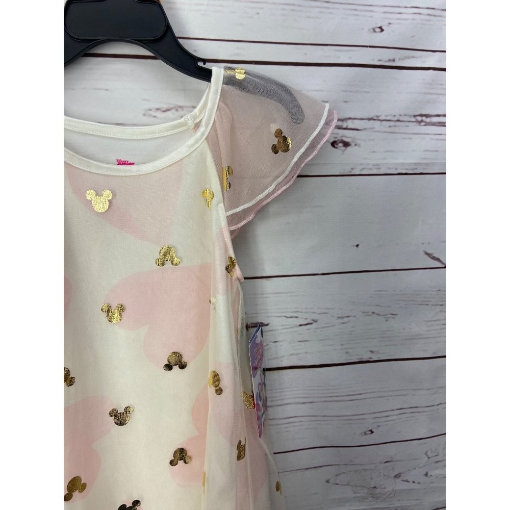 Disney Junior Minnie Mouse Toddler Girls Pink Heart Gold Foil Nightgown 4T NWT - Picture 3 of 7
